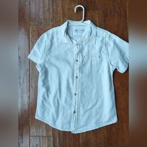 Zara White Short Sleeve Button Front Shirt